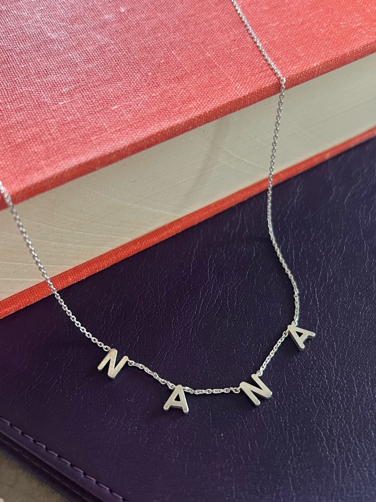 925 Silver 'Nana' Letter Necklace With Pull - Slide Adjustable Chain